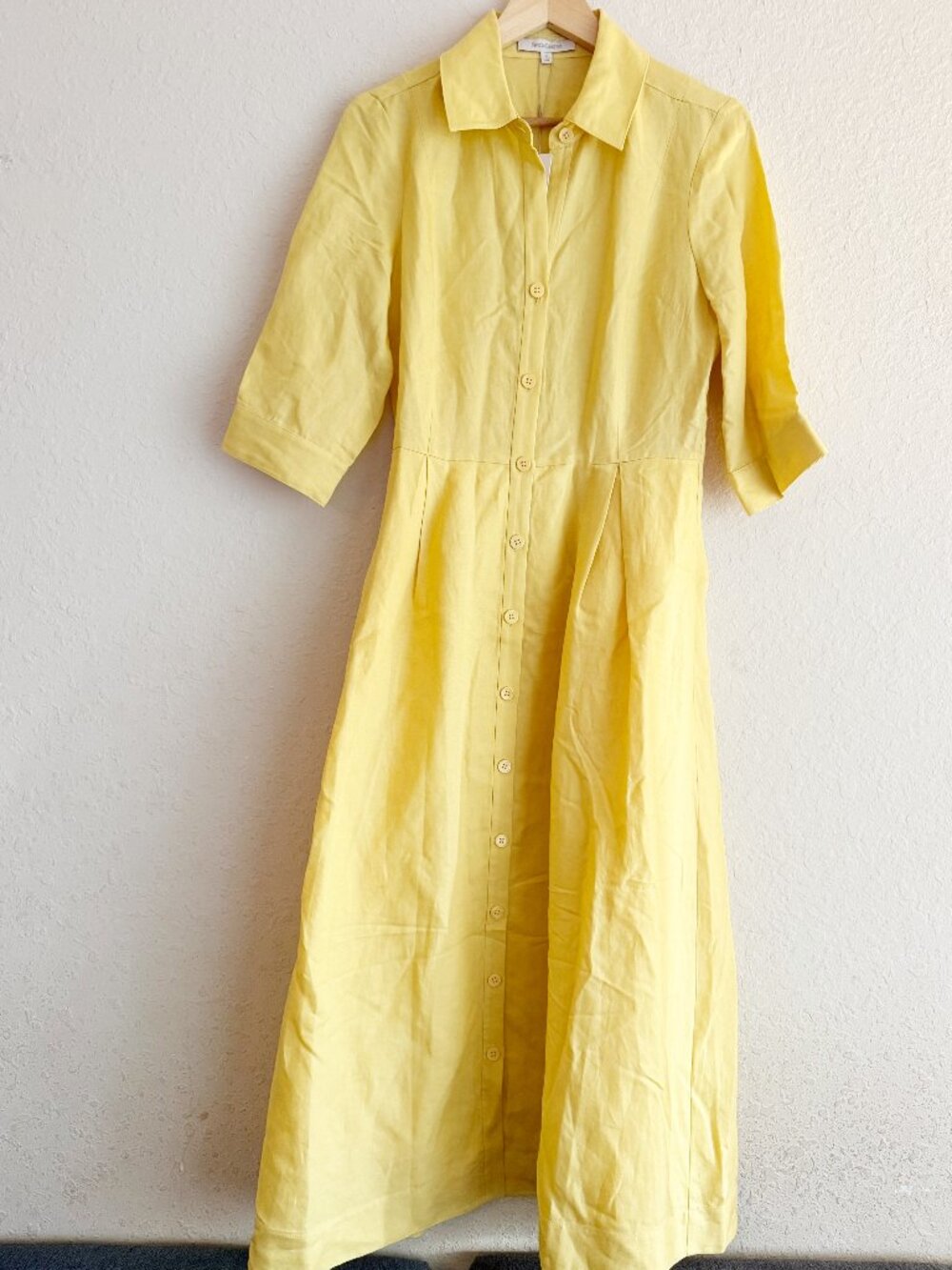 Favorite Daughter The Becky Dress Golden Yellow Linen Blend Midi Dress Size M - Picture 2 of 8